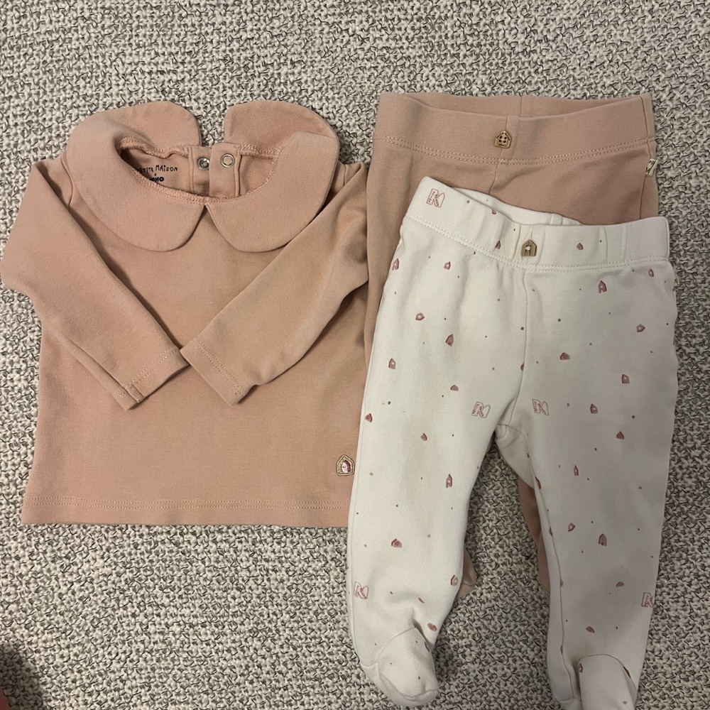 Petit Maison 3M girls Bib Shirt and pant set